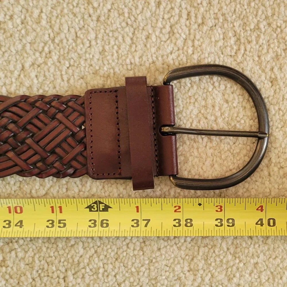 Chocolate Brown Leather Woven Braided Wide Western Rockabilly Belt NEW